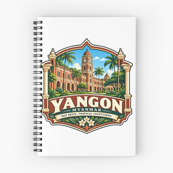 Item preview, Yangon Myanmar Red Brick, Tropical Courtyards City Travel Souvenir designed and sold by Star3NowForMe.