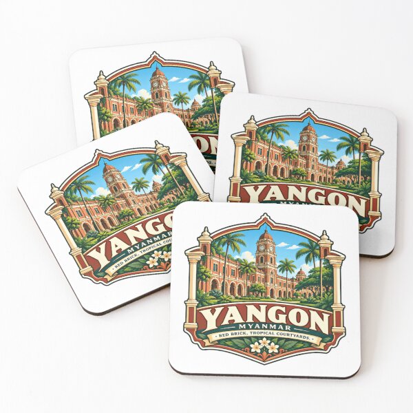 Item preview, Yangon Myanmar Red Brick, Tropical Courtyards City Travel Souvenir designed and sold by Star3NowForMe.
