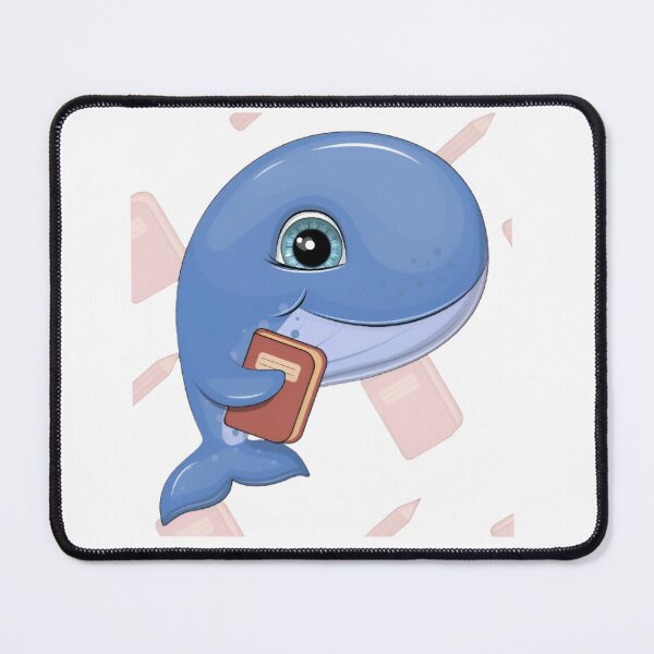 Item preview, Cute Blue Whale Holding a Book Kawaii Ocean Illustration designed and sold by Shree shyam khatu ji.