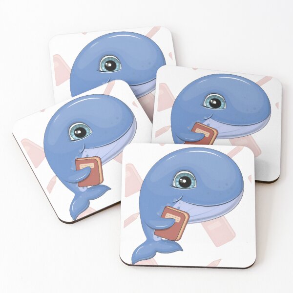 Item preview, Cute Blue Whale Holding a Book Kawaii Ocean Illustration designed and sold by Shree shyam khatu ji.