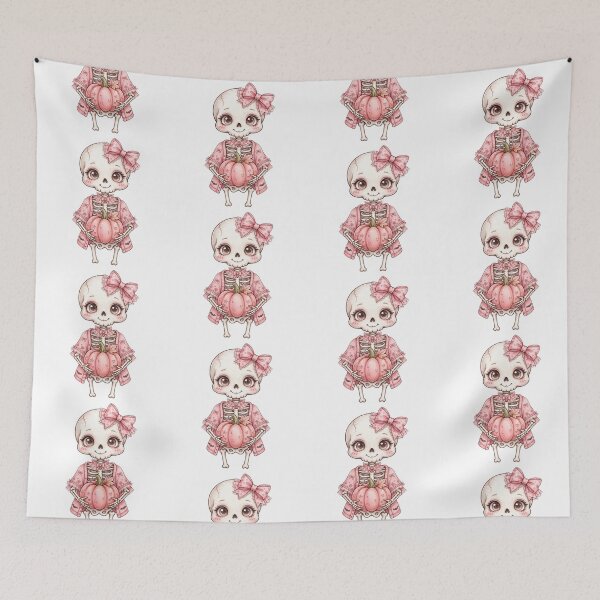 Item preview, Cute skeleton with pink pumpkin  designed and sold by priyankajustine.