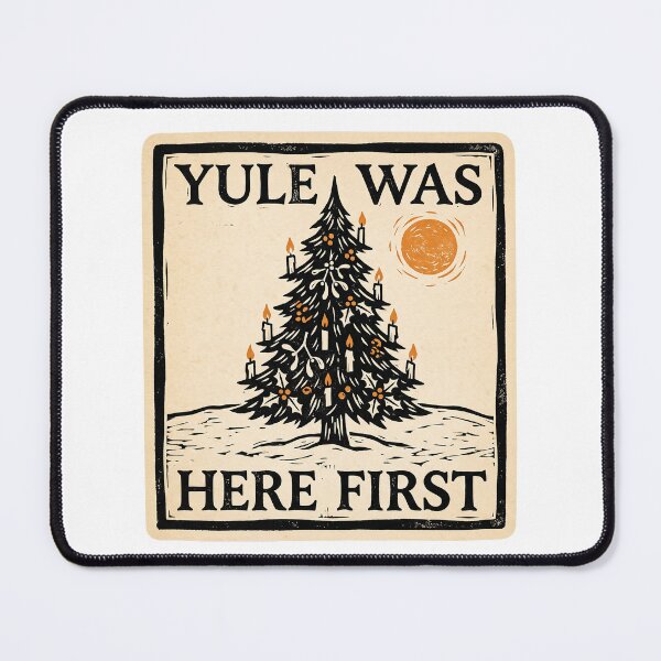 Item preview, Yule Was Here First — Pagan Christmas Linocut designed and sold by TheCalmEdit.