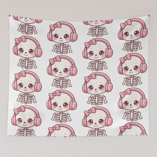 Item preview, Cute skeleton with headphones  designed and sold by priyankajustine.