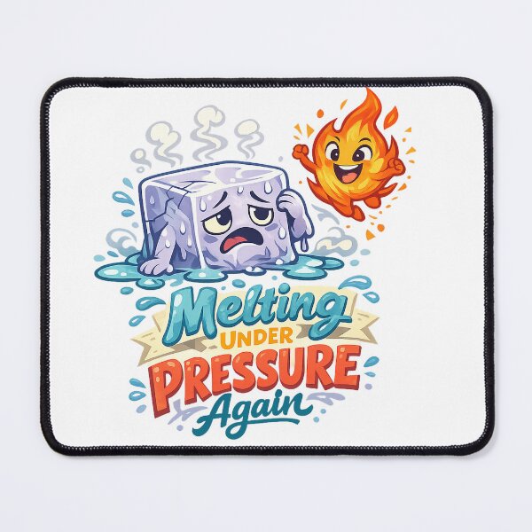 Item preview, Melting Under Pressure Again Funny Ice Cube Fire Stress Humor Cartoon Art designed and sold by inkoutninja.