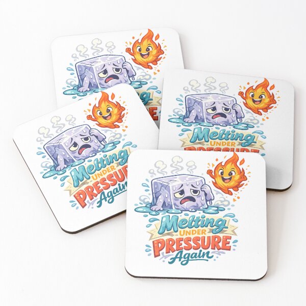 Item preview, Melting Under Pressure Again Funny Ice Cube Fire Stress Humor Cartoon Art designed and sold by inkoutninja.