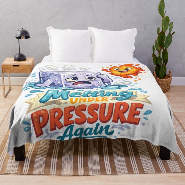 Item preview, Melting Under Pressure Again Funny Ice Cube Fire Stress Humor Cartoon Art designed and sold by inkoutninja.