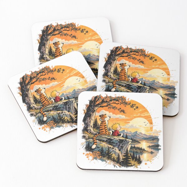 Item preview, Calvin and Hobbes Sunset Adventure – Mountain Lake Friendship Art designed and sold by Abidel.