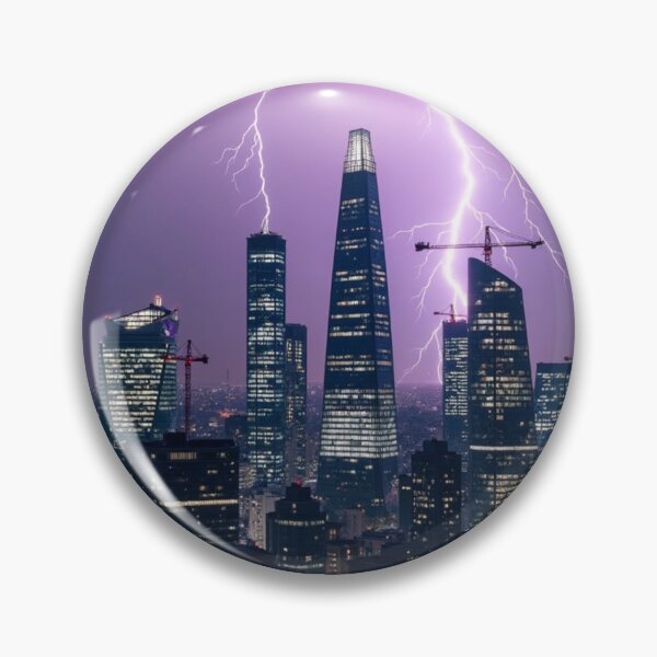Item preview, Storm Over the Skyline - City Lights in the Rain designed and sold by nhk999.