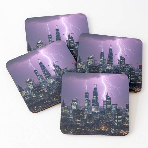 Item preview, Storm Over the Skyline - City Lights in the Rain designed and sold by nhk999.