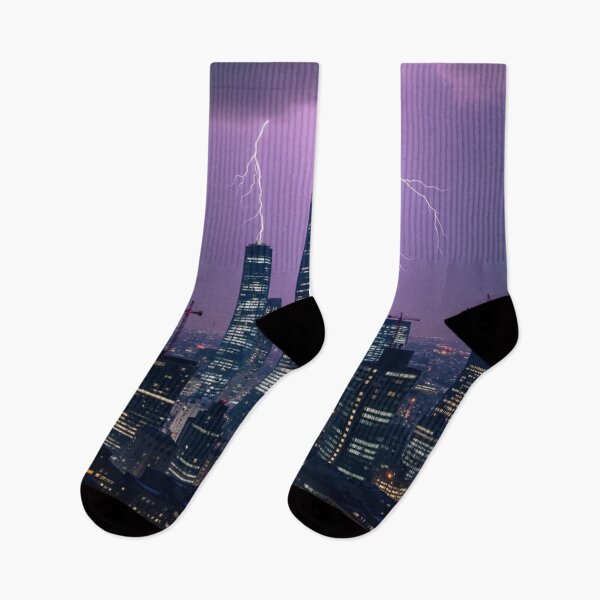 Item preview, Storm Over the Skyline - City Lights in the Rain designed and sold by nhk999.