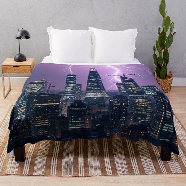 Item preview, Storm Over the Skyline - City Lights in the Rain designed and sold by nhk999.