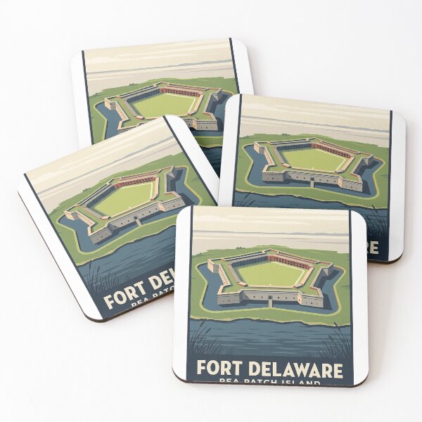 Item preview, Fort Delaware Aerial Pentagon Fort Sticker - Delaware State Park Poster Art designed and sold by DetourDgn.