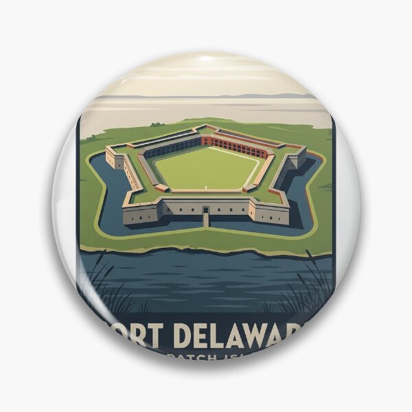 Item preview, Fort Delaware Aerial Pentagon Fort Sticker - Delaware State Park Poster Art designed and sold by DetourDgn.