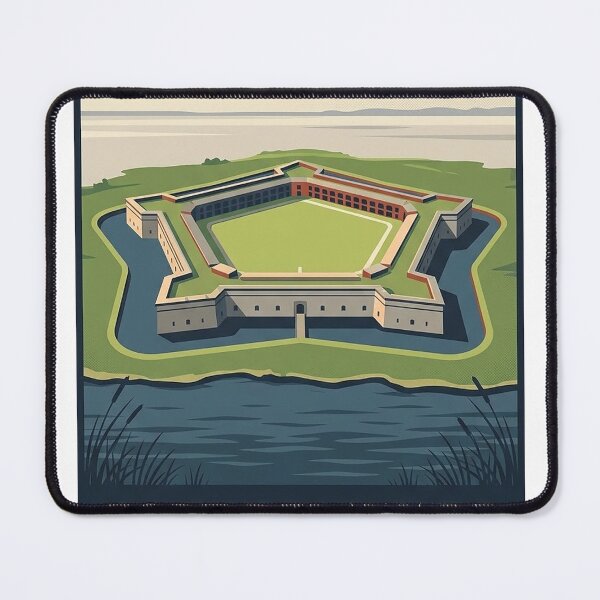 Item preview, Fort Delaware Aerial Pentagon Fort Sticker - Delaware State Park Poster Art designed and sold by DetourDgn.