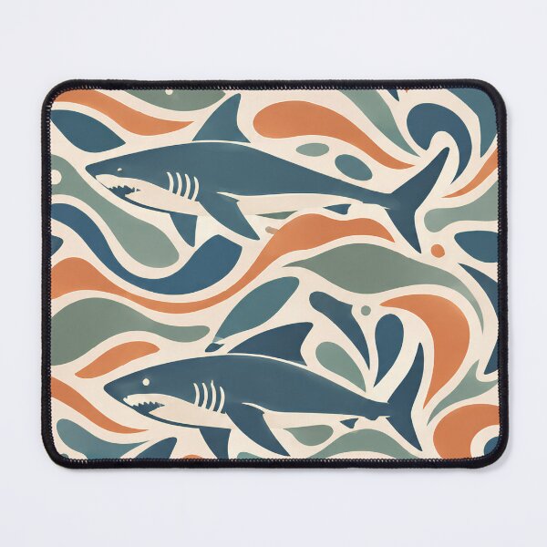 Item preview, Retro Shark Waves Ocean Seamless Pattern designed and sold by Skyrocketz.