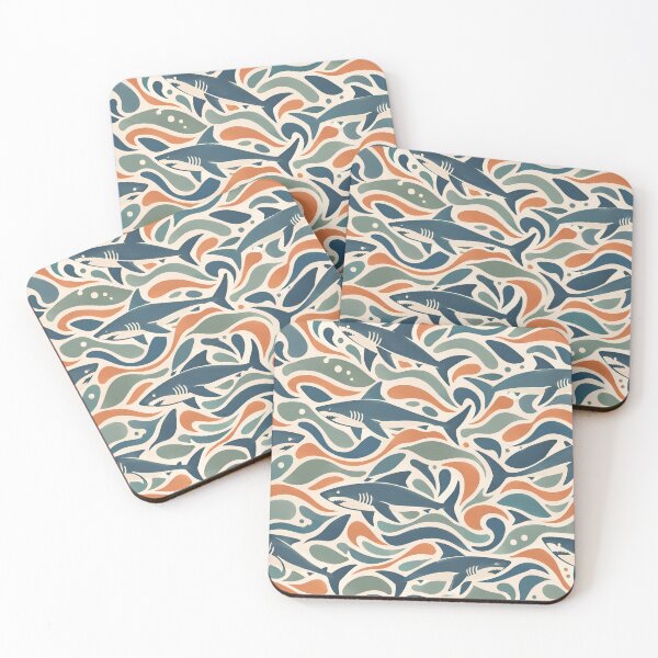 Item preview, Retro Shark Waves Ocean Seamless Pattern designed and sold by Skyrocketz.