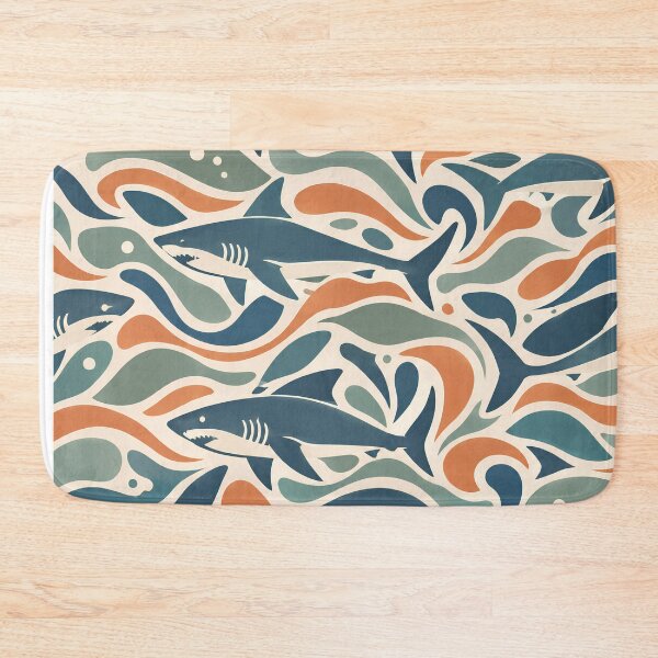 Item preview, Retro Shark Waves Ocean Seamless Pattern designed and sold by Skyrocketz.