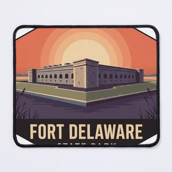 Item preview, Fort Delaware Sunrise Hexagon Sticker - Modern Retro Delaware State Park designed and sold by DetourDgn.