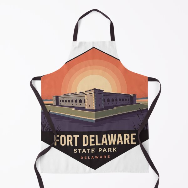 Item preview, Fort Delaware Sunrise Hexagon Sticker - Modern Retro Delaware State Park designed and sold by DetourDgn.