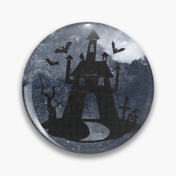 Item preview, Creepy Halloween Haunted House Bats Graveyard Moonlit Blue designed and sold by Ghoul Enterprises.