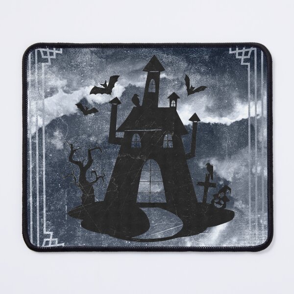Item preview, Creepy Halloween Haunted House Bats Graveyard Moonlit Blue designed and sold by Ghoul Enterprises.