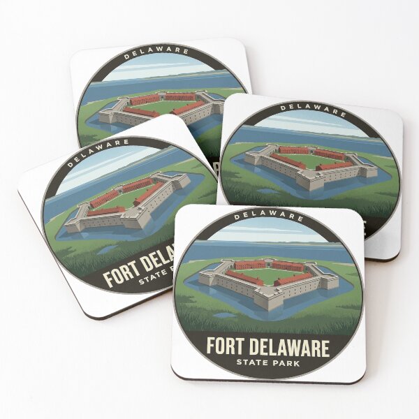 Item preview, Fort Delaware State Park Round Sticker - Aerial Pentagon Fort Pea Patch Island designed and sold by DetourDgn.