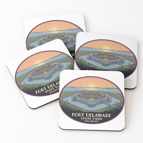 Item preview, Fort Delaware Moat Sunset Sticker - Delaware State Park Art Deco Fort Badge designed and sold by DetourDgn.