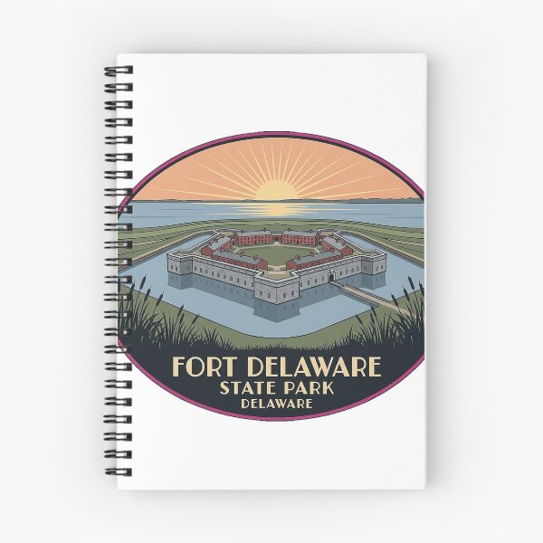 Item preview, Fort Delaware Moat Sunset Sticker - Delaware State Park Art Deco Fort Badge designed and sold by DetourDgn.