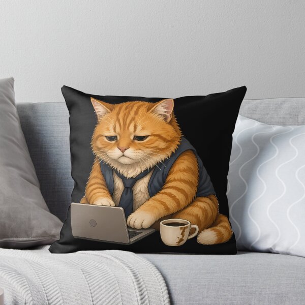 Item preview, Funny Office Cat Working Hard on Laptop Cute Animal Art  designed and sold by barloly.