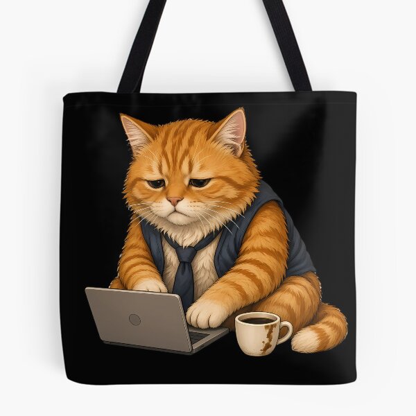 Item preview, Funny Office Cat Working Hard on Laptop Cute Animal Art  designed and sold by barloly.
