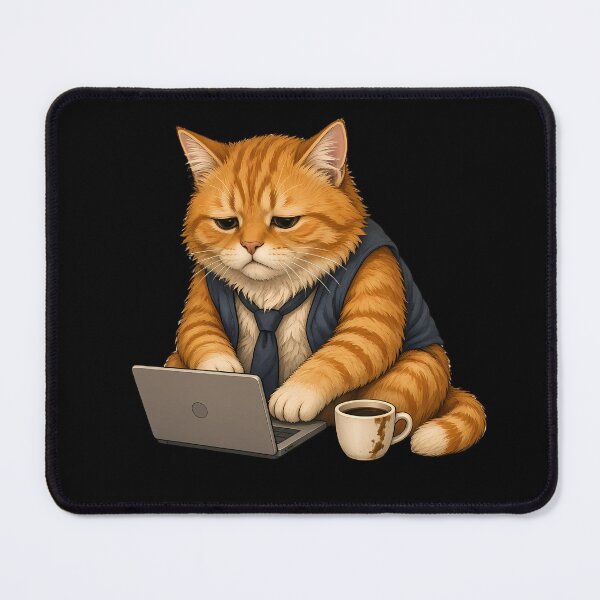 Item preview, Funny Office Cat Working Hard on Laptop Cute Animal Art designed and sold by barloly.