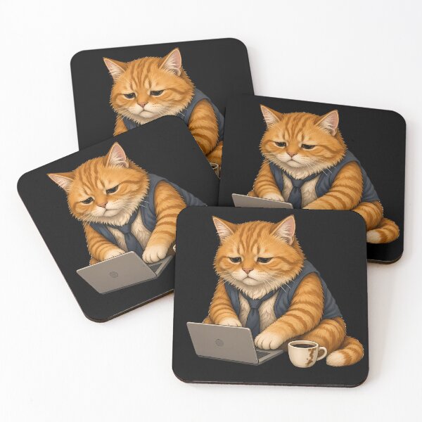 Item preview, Funny Office Cat Working Hard on Laptop Cute Animal Art  designed and sold by barloly.