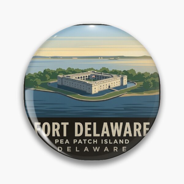 Item preview, Fort Delaware Pea Patch Island Sticker - Vintage WPA Aerial Fort and Moat designed and sold by DetourDgn.