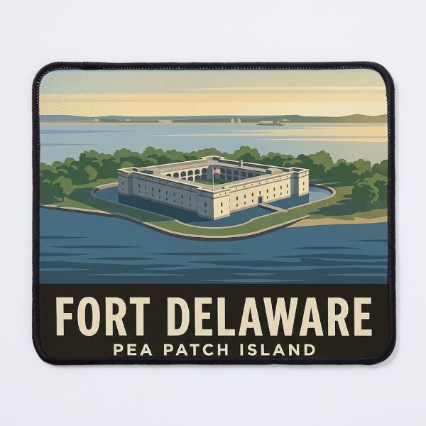 Item preview, Fort Delaware Pea Patch Island Sticker - Vintage WPA Aerial Fort and Moat designed and sold by DetourDgn.