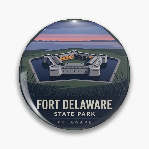 Item preview, Fort Delaware State Park Octagon Sticker - Aerial Fort Delaware River Blue Hour designed and sold by DetourDgn.