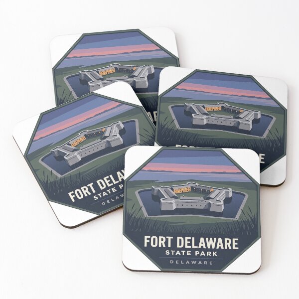 Item preview, Fort Delaware State Park Octagon Sticker - Aerial Fort Delaware River Blue Hour designed and sold by DetourDgn.