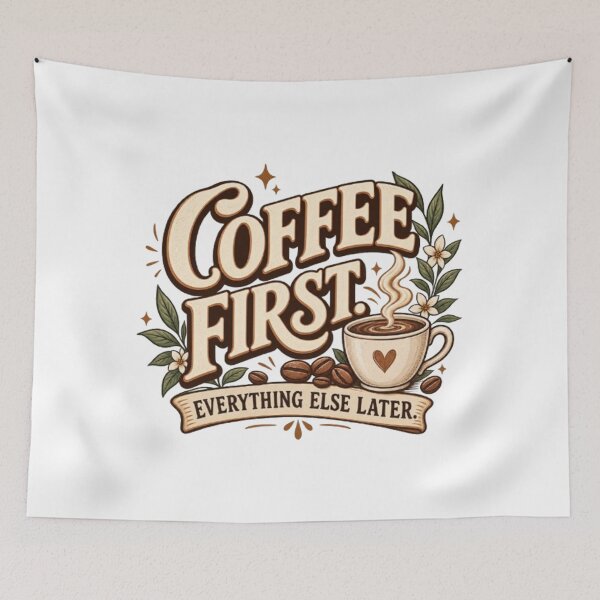 Item preview, Coffee First Everything Else Later Vintage Coffee Lover Quote designed and sold by TibbuTees.
