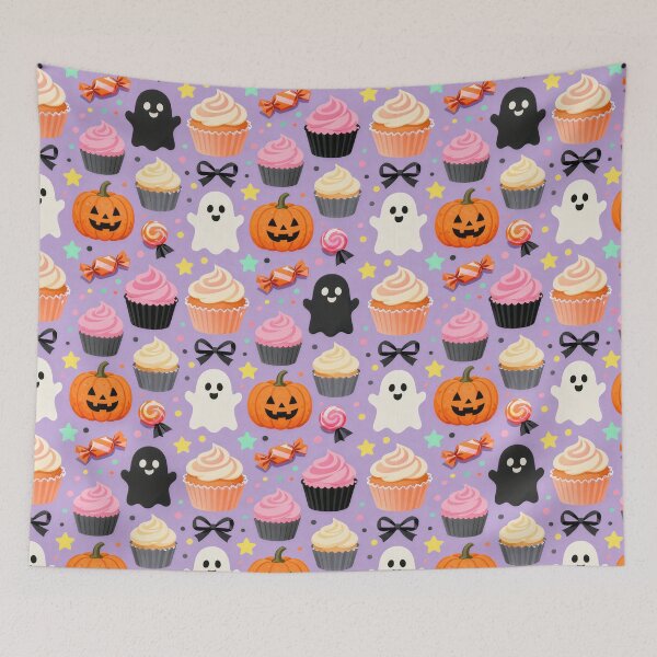 Item preview, Cute Halloween Cupcake Ghost Candy Pattern designed and sold by Mimoshi ⭐⭐⭐⭐⭐.