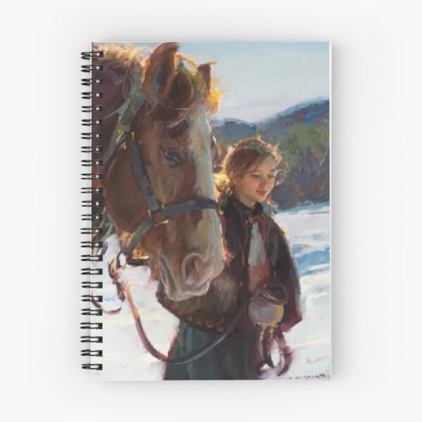 Item preview, Girl With Brown Horse In Winter Landscape Oil Painting designed and sold by Floralpiece.
