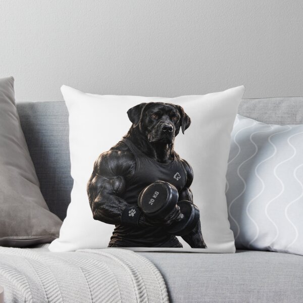 Item preview, Muscular Dog Gym Workout Shirt – Black Dog Fitness & Bodybuilding Design designed and sold by cats-dogs1.