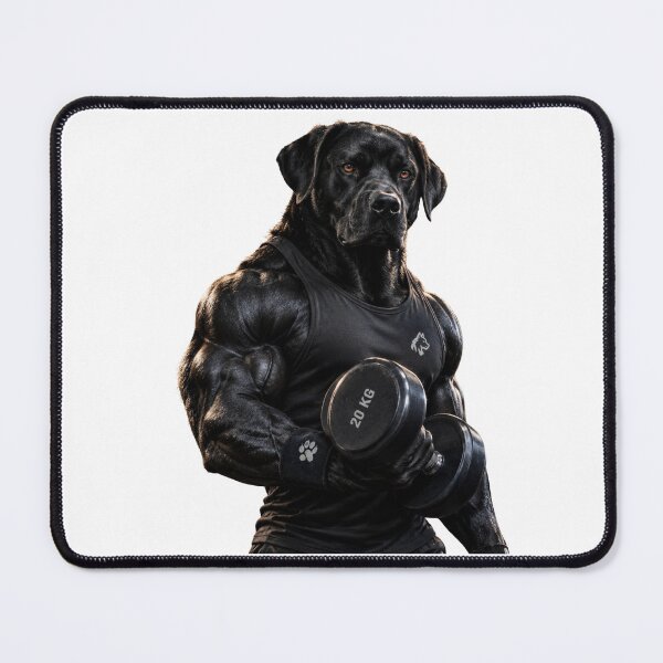 Item preview, Muscular Dog Gym Workout Shirt – Black Dog Fitness & Bodybuilding Design designed and sold by cats-dogs1.