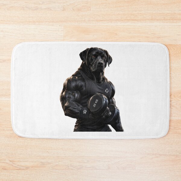 Item preview, Muscular Dog Gym Workout Shirt – Black Dog Fitness & Bodybuilding Design designed and sold by cats-dogs1.
