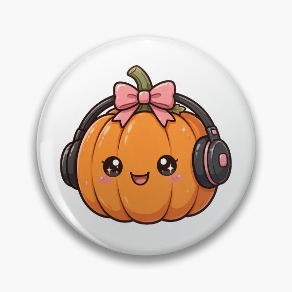 Item preview, Cute pumpkin with headphones  designed and sold by priyankajustine.