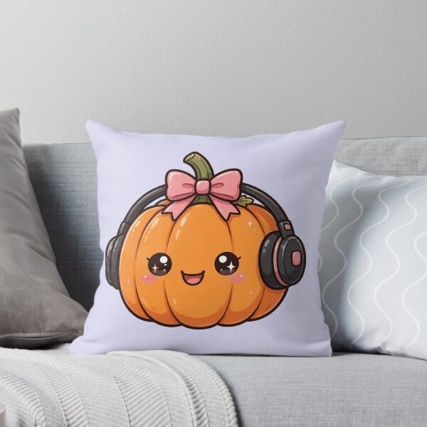 Item preview, Cute pumpkin with headphones  designed and sold by priyankajustine.