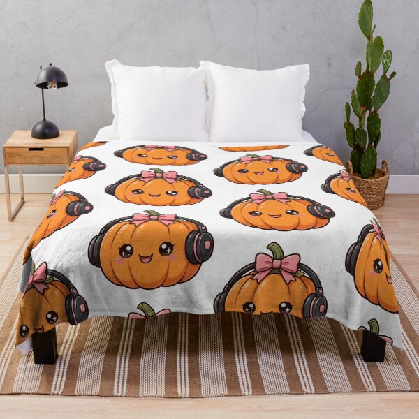 Item preview, Cute pumpkin with headphones  designed and sold by priyankajustine.