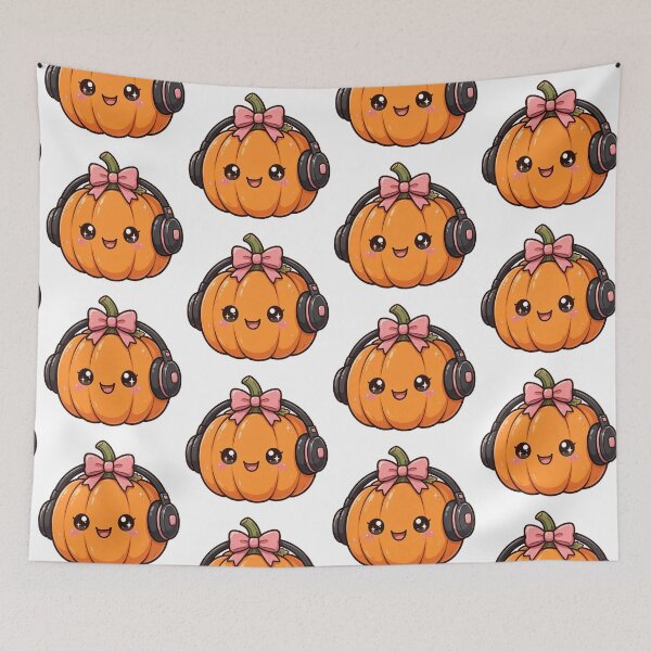 Item preview, Cute pumpkin with headphones  designed and sold by priyankajustine.