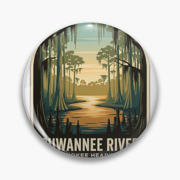 Item preview, Suwannee River Georgia Sticker - Okefenokee Headwaters Cypress Swamp Vintage WPA Badge designed and sold by DetourDgn.