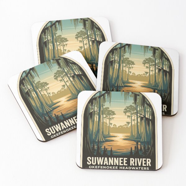 Item preview, Suwannee River Georgia Sticker - Okefenokee Headwaters Cypress Swamp Vintage WPA Badge designed and sold by DetourDgn.