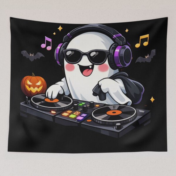 Item preview, Halloween DJ Ghost – Cute Spooky Music Art designed and sold by aliyehc.