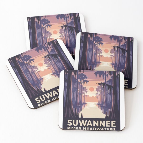 Item preview, Suwannee River Georgia Dusk Poster Sticker - Okefenokee Swamp Headwaters Travel Decal designed and sold by DetourDgn.